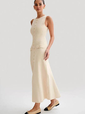 Sleeveless Crew Neck Slim Knit Dress